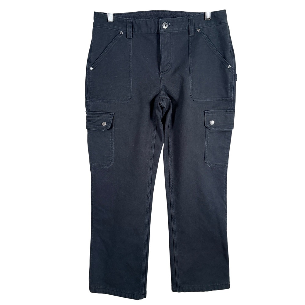 Duluth Flex Fire Hose Fleece Lined Cargo Pants Women 6x29 Black Workwear Utility